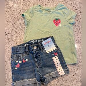 Toddler girl outfit matching set strawberries 3T